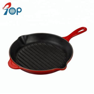 China Sustainable Enamel Cast Round Nonstick Grill Griddle Cooking Pan for sale