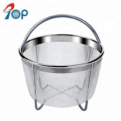 China Amazon 8 Quart Stainless Steel Mesh Steamer Basket For Pressure Viable Large Cooker for sale