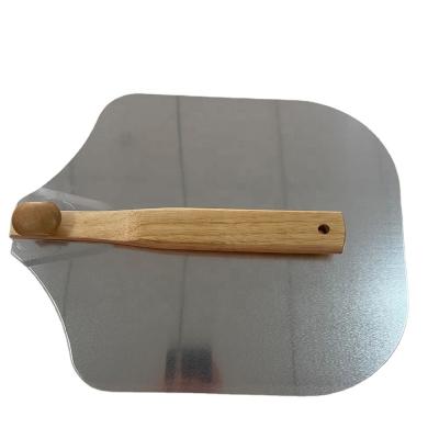 China Sustainable Foldable Aluminum Pizza Peel Pizza Shovel With Wooden Handle for sale