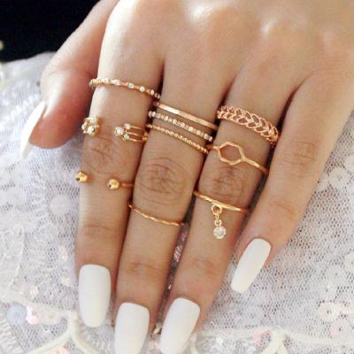 China European and American border jewelry fashion new CLASSIC punk set rings diamond tail ring knuckle for sale