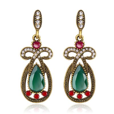 China 2021 FASHIONABLE antique silver earrings women vintage rhinestone earrings retro antique women earrings from India for sale