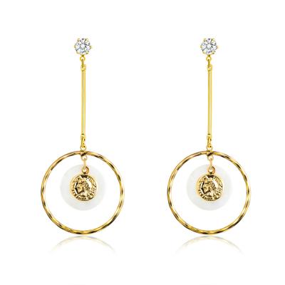 China FASHIONABLE 2021 Women Fine Quality Statement Awesome Round Dangle Earrings Shell Earrings Gold Hoop Earrings for sale