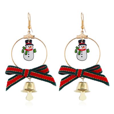 China Fashion Factory Directly Offered Wholesale Price Bell Snow Man Sock Dangle Christmas Dangle Earrings for sale