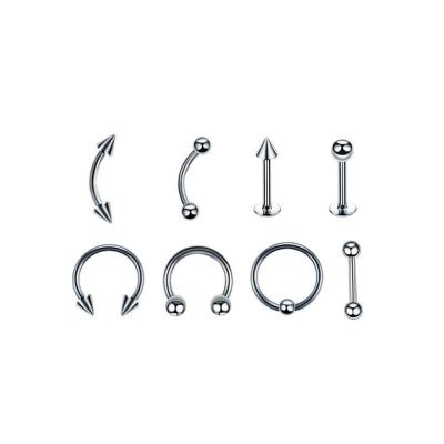 China 2021 New Fashionable CLASSIC Stainless Steel Nose Ring Face Nose Ring Women Septum Ring Nose Piercing Sets 8pcs for sale