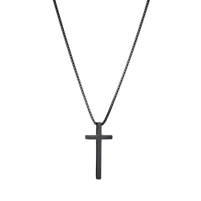 China 2021 CLASSIC New Fashion Designer Designed Cross Necklace Black And Rhodium Plated Stainless Steel for sale