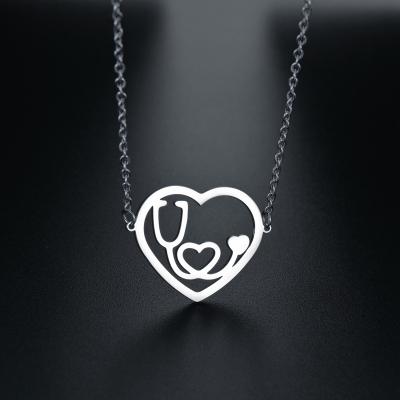 China CLASSIC Japan and South Korea 2021 new fashion designer designed rhodium plated heart pendant titanium steel necklace for sale