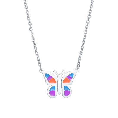 China CLASSIC new fashion hotselling 2021 designer designed butterfly stainless steel rhodium plated pendant necklace for sale