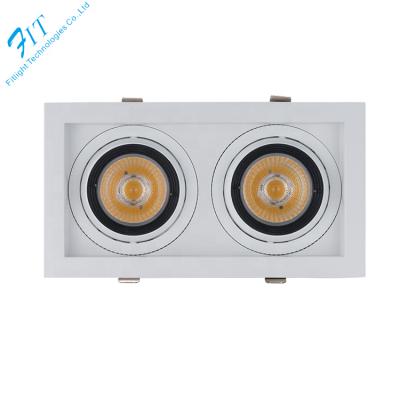 China Hotel Office Aluminum Square Led Grill Light Recessed Twin Heads 30wx2 Cob Down Light for sale