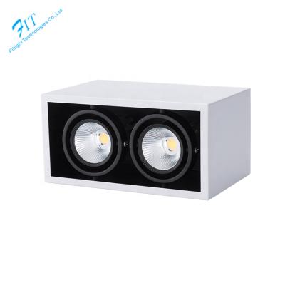 China Hotel Downlights Multiple Lighting Styles Double Head Tiltable Indoor Grille LED Downlight 2*7W for sale