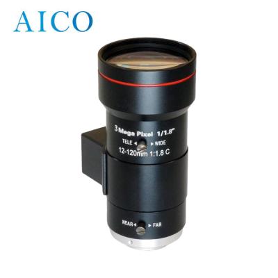 China 1/1.8 inch 12mm to 120mm F1.8 3mega pixel 12-120 mm auto iris C mount 10x zoom cmount CCTV vari-focal lens ACCMA12120C3MP for sale