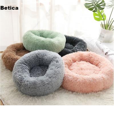 China Sustainable Wholesale Soft Luxury Round Designer Plush Dog Pet Beds for sale