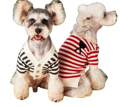 China Sustainable Pets Luxury Soft Cardigan Dog Knitted Clothes Spring Autumn Teddy Coat Popular for sale