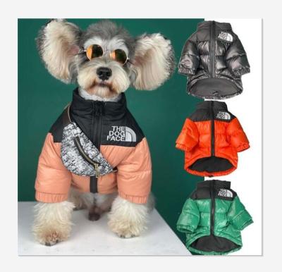 China Monochrome viable luxury brand design the dog face dog warm coat down jacket for sale