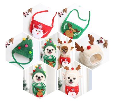 China Viable Dog Saliva Scarf Bib Autumn Winter Christmas Style Scarf Hat Towel Dog Pet Saliva Bib for sale