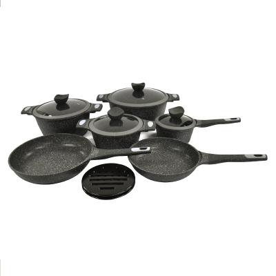 China Factory direct viable 12 pcs cast organic alum stone cookware set for sale