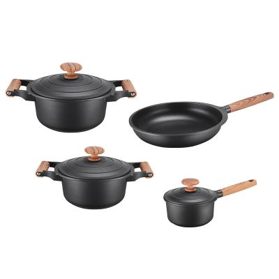 China Sustainable 7 Pcs Die Cast Aluminum Cookware Pass LFGB Test Set Non-Stick Cookware Sets for sale