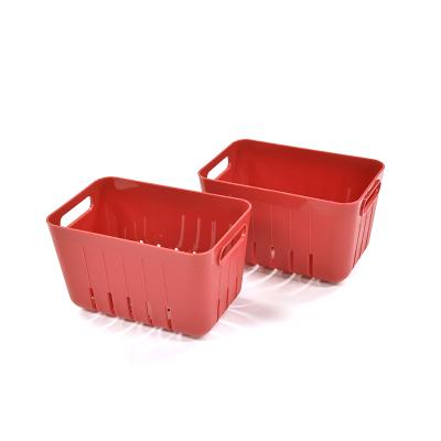 China 2 Pcs Fruit Berry Basket Viable Storage Basket Plastic Food Kitchen Storage Basket for sale