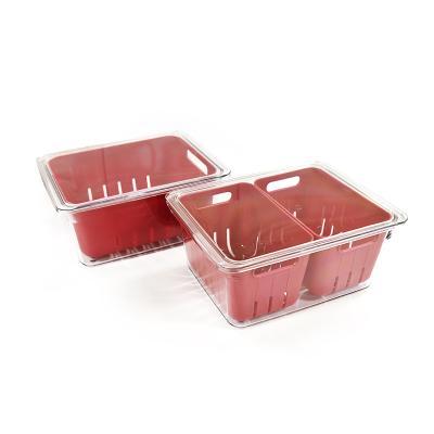 China Sustainable Freezer Trash Can With Berry Basket Fruit Storage Basket Plastic Kitchen Storage Basket For Fridge for sale