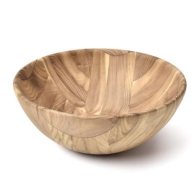 China Factory direct viable 6 inch 8 inch 10 inch rounded teak wood bowl for sale