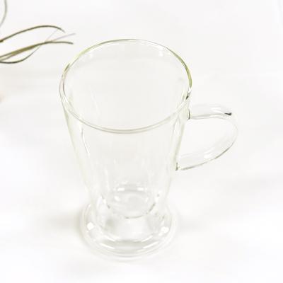 China Amazon Viable Hot Sale Borosilicate Double Wall Glass Coffee Handcrafted Tea Cup For Latte Cappuccino With Handle for sale