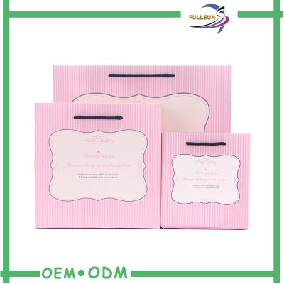 China Custom Matte Pink  Paper Shopping Bags / Paper Gift Bags SGS / FSC for sale