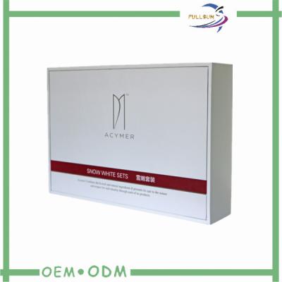 China White Cardboard Cosmetic Gift  Package Box With EVA Foam And Ribbon for sale