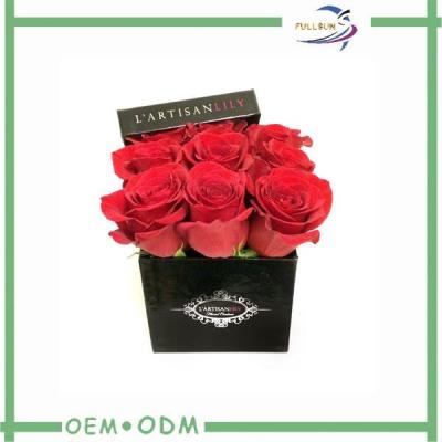 China OEM / ODM Square Flower Gift Box Packaging , Luxury Flower Box with Handle for sale