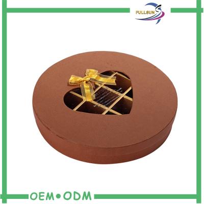 China Decorative Brown Round Chocolate Boxes Packaging With Transparent Window for sale