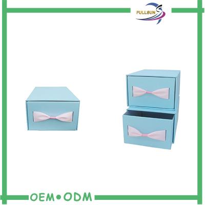 China Custom Sliding Paper Gift Boxes Blue / Brown Cardboard Paper Drawer Box for sale