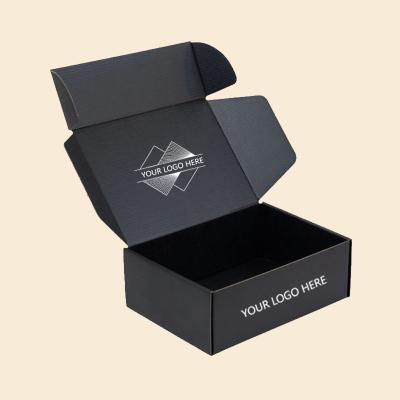 China Wholesale Luxury Recyclable Folding Corrugated Shipping Boxes Custom Logo Black Matte Rectangular Shoe Packaging Box for sale