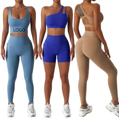 China Breathable women professional shockproof women's fitness set gym lounge crack! crack! yoga training leggings set yoga bra and pants sets for sale