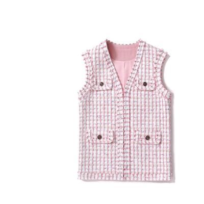 China Spring/autumn QUICK DRY 2022 simple and fashionable pink long women's tweed vest vest vest made in china for sale