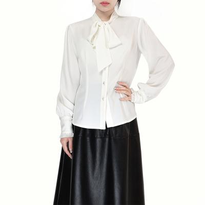 China Best selling QUICK DRY tops Korean version ladies luxury long sleeve autumn summer light white T-shirt lace up shirt for sale