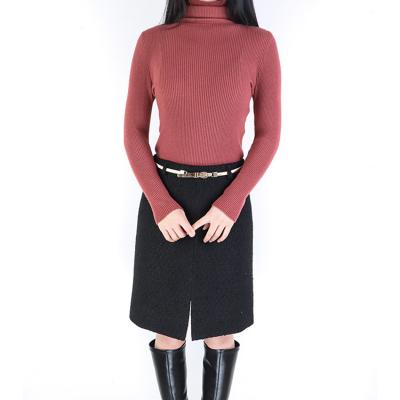 China 2022 Yanshuo Spring Textile Viable Un-Word Hip Wrap 37 Women Black Wool Split Skirt Good Quality High-waisted for sale