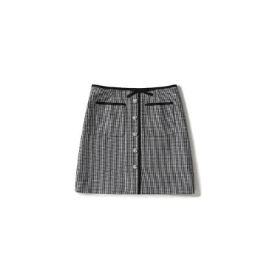 China 2022 New Product New Product Woolen Skirt Student Skirt Office Woman Black Checked Diamond Button Line Design Breathable for sale