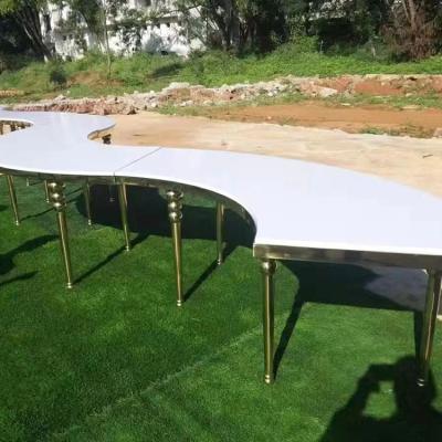 China (Other) MDF Top S Shape Half Moon Wedding Table Adjustable White Dining Table for sale