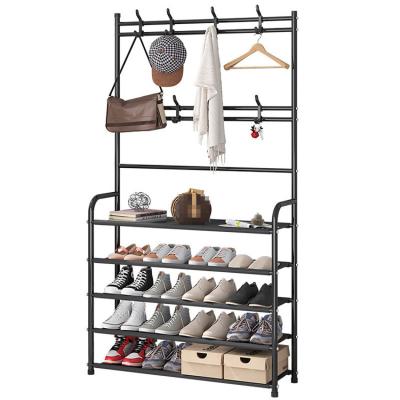 China Convertible Shoe Rack Black 5 Tier Seat Modern Luxury Living Organizer Shoe Rack Metal Storage Rack Shelf Stand Furniture for sale