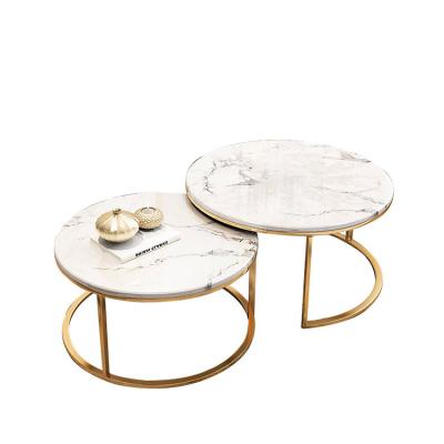 China Luxury Round Extendable Nordic Marble Coffee Table Set Modern Stainless Steel Coffee Table otros muebles de sala Living Room Furniture for sale