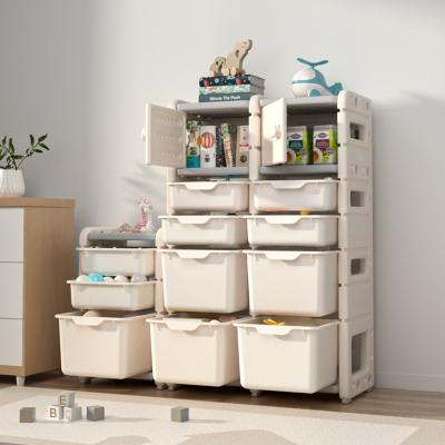 China Modern bedroom furniture kids toy shelf kids plastic cabinet with plastic storage box for sale for sale