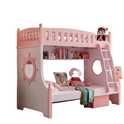 China Girls Double Bunk Beds Kids Wooden Princess Bed Princess Modern Pink Bedroom Furniture For Kids Bedroom for sale