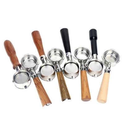 China Durable High Grade SUS304+ Rosewood Coffee Filter Stainless Steel Portafilter Handle Coffee Portafilter Set for sale