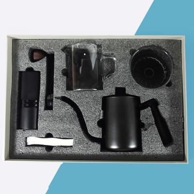 China New Viable Manual Drip Travel Bag Gift Box Packaging Have Grinder Coffee Filter Kettle Outside Pour Over Coffee Set for sale