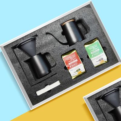 China Sustainable Stylish Coffee Bean Gift Set Barista Tools with V60 Filter Coffee Pot Maker Spill Over Coffee Set for sale