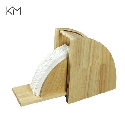 China Sustainable Coffee Tools Beech Wood Dispenser Rack Shelf Storage Bartender Wood Filter Paper Rack Base V60 Coffee Filter Paper Rack for sale