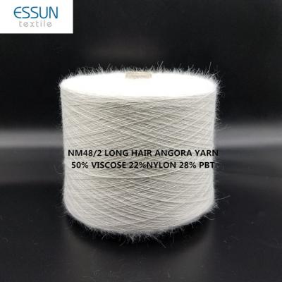 China Factory Cheap Price Nm48 2 Anti-pilling Angora Hair Long Like Yarn 47% Viscose 25% 28% Polyester PBT Core Spun Yarn Nylon Knitting Sweater for sale