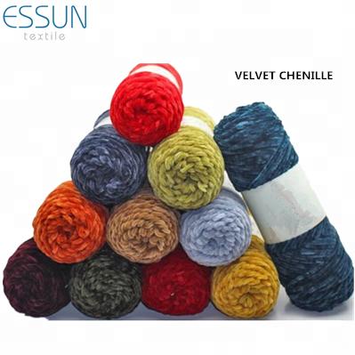 China Bright 1/4.5nm 100%soft Polyester Velvet Chenille Yarn 5mm Knitting And Weaving Diameter for sale