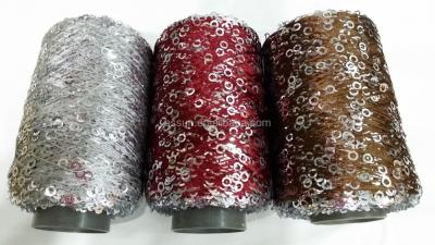 China Chemical-Resistant Bling Bling Sequins Thread Fancy Yarn Knitting Yarn Sequin Yarn for sale