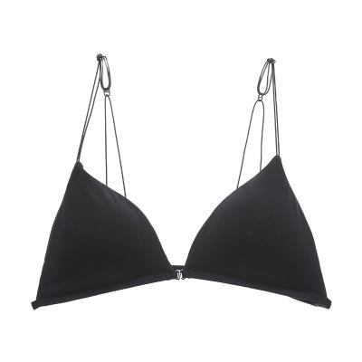 China Anti-Bacterial French European and American back underwear, front button bra set, triangular cup, girl, student, no steel ring, sexy for sale