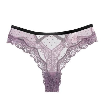 China Breathable European and American style luxury lace underwear breathable panties women sexy cotton crotch women's briefs for sale