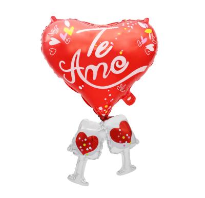 China TF Self-Sealing Spanish Cheer For Love Balloons Kit Te Amo Valentines Day Decorations Gift Foil Heart Balloons Decors Birthday Holiday for sale